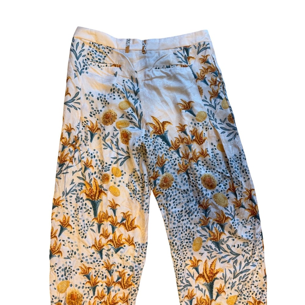 Agua by Agua Bendita Florecer Capullo Floral Wide Leg Trousers Cream Large NWT - Picture 10 of 12